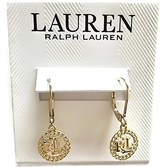 Ralph Lauren Jewelry - 💖NEW RALPH LAUREN GOLD TONE SIGNATURE CUT OUT LEVER BACK DROP EARRINGS.